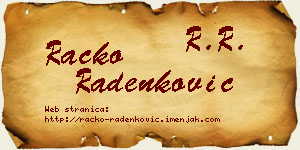 Racko Radenković vizit kartica